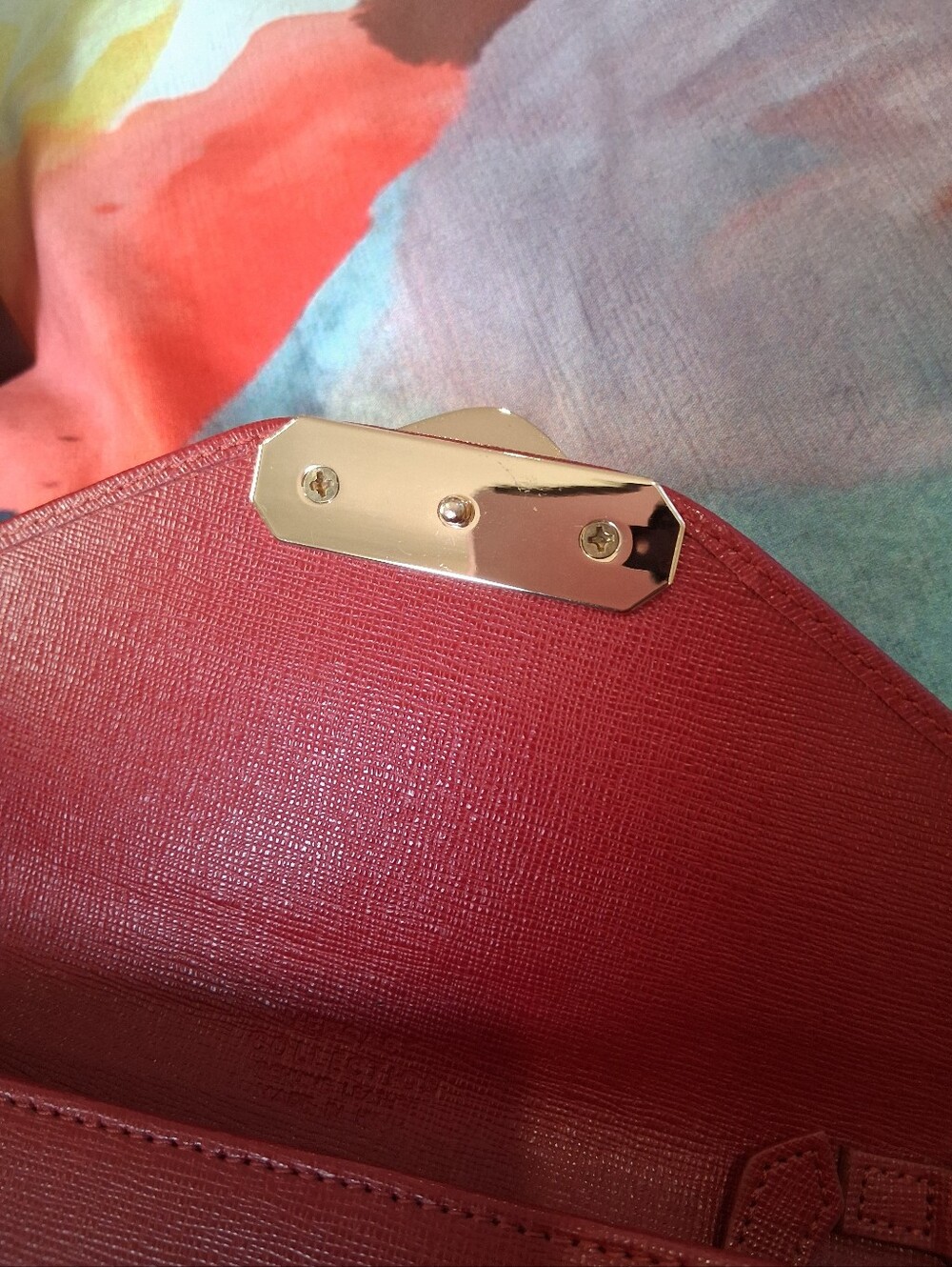 Versace Collection Red Envelope Clutch with Gold Plaque - Picture 7 of 13
